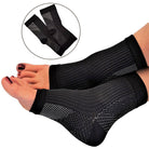 Compression Foot Sleeves - Open Toe Socks for Plantar Fasciitis and Arch Pain - Omega Walk - Angel S black