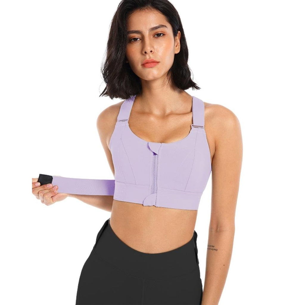 Shop Ribbed Sports Bra with Cross Back Strap and Round Neck Online
