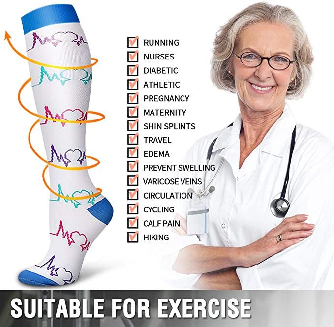 Unisex Compression Socks (5 Pairs) -15-20 mmHg - Omega Walk - socks-5-small