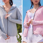 Women's UV Protection Full-zip Workout Jacket - Omega Walk - YG-LSM008-White-S
