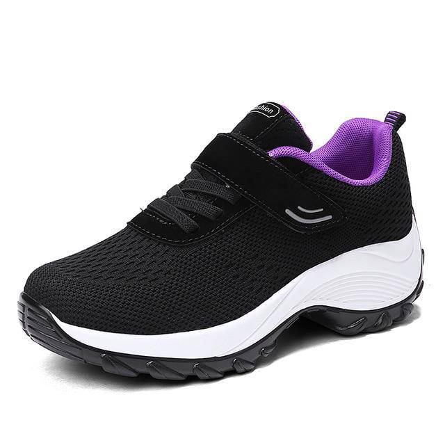 Woven Knit Sneakers for Women - Omega Walk - M41-BLACK-35